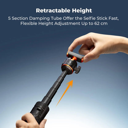 K&F CONCEPT 25.6"/65Cm Magnetic Quick Release Tripod Compatible with DJI Osmo Nano/Osmo Action 6, 2-In-1 Extendable Handle with Extension Rod, 360 ° Ball Head Selfie Stick, Vlogging Stand/Accessories