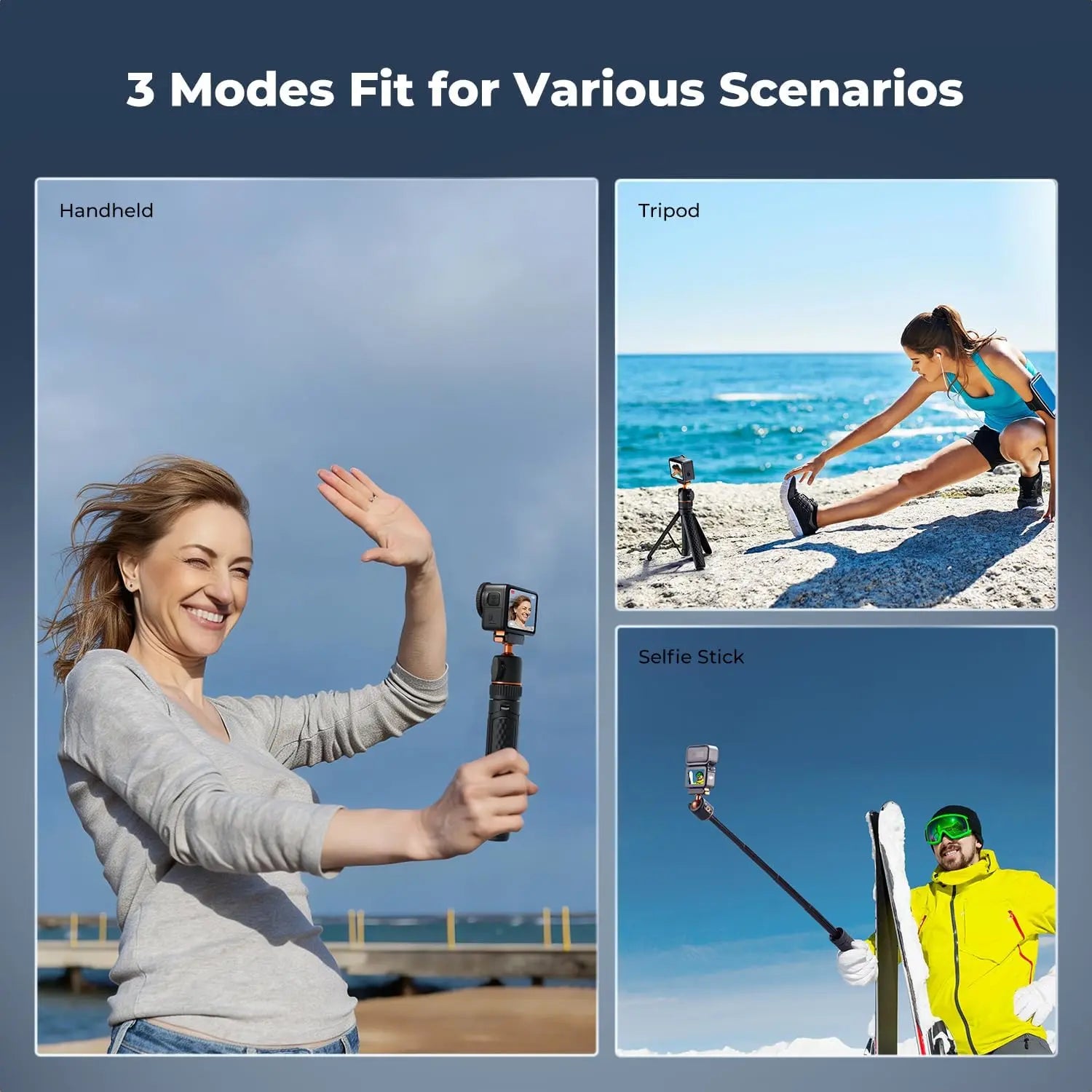 K&F CONCEPT 25.6"/65Cm Magnetic Quick Release Tripod Compatible with DJI Osmo Nano/Osmo Action 6, 2-In-1 Extendable Handle with Extension Rod, 360 ° Ball Head Selfie Stick, Vlogging Stand/Accessories