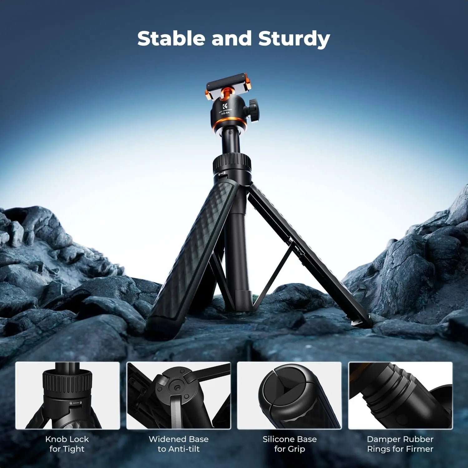 K&F CONCEPT 25.6"/65Cm Magnetic Quick Release Tripod Compatible with DJI Osmo Nano/Osmo Action 6, 2-In-1 Extendable Handle with Extension Rod, 360 ° Ball Head Selfie Stick, Vlogging Stand/Accessories
